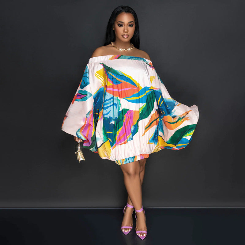 LADIES PLUS SIZE OFF THE SHOULDER DRESS          BLUE / TURQUOISE / PURPLE / WINE RED / PINK           (SIZE  S - 5XL)