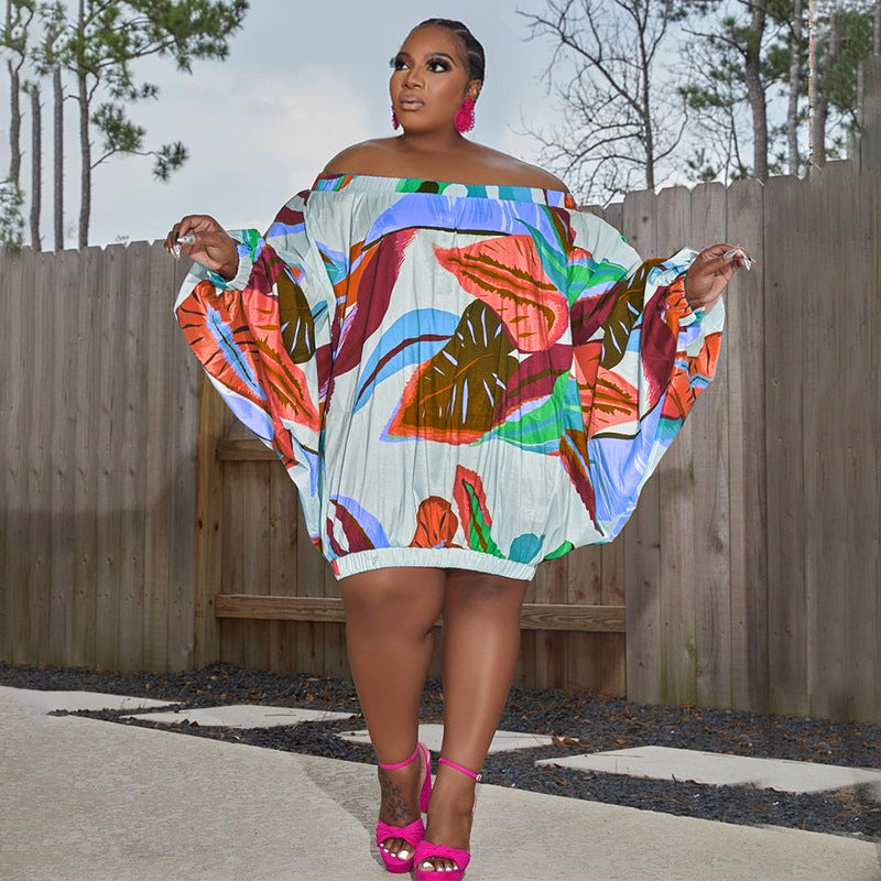 LADIES PLUS SIZE OFF THE SHOULDER DRESS          BLUE / TURQUOISE / PURPLE / WINE RED / PINK           (SIZE  S - 5XL)