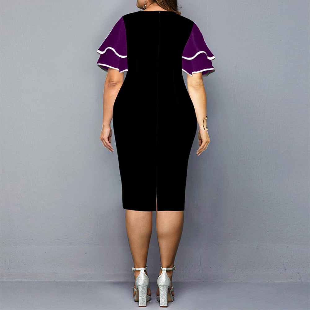 LADIES PLUS SIZE DRESS              RED / PURPLE / DARK GREEN / BLUE / WINE RED             (SIZE  XL - 5XL)