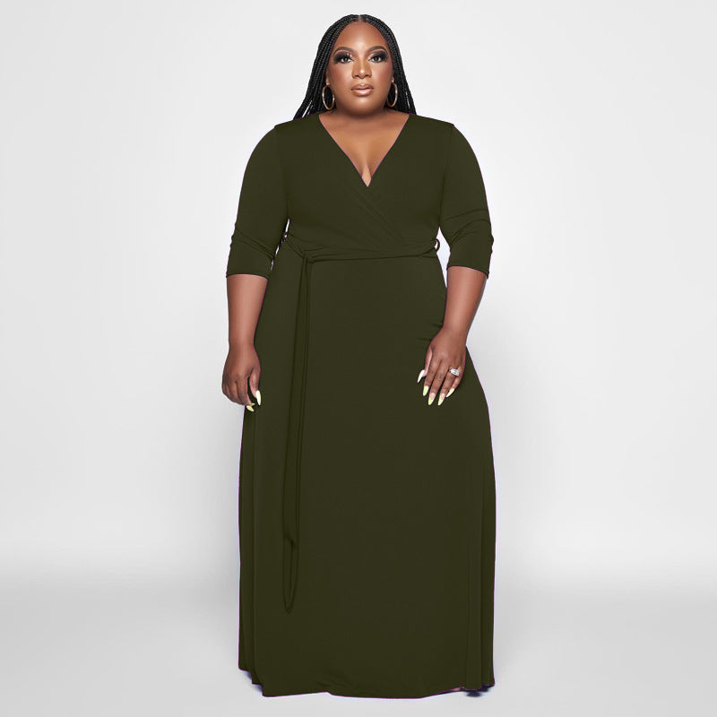 LADIES PLUS SIZE BELTED DRESS              8 COLOURS             (SIZE  XL - 5XL)