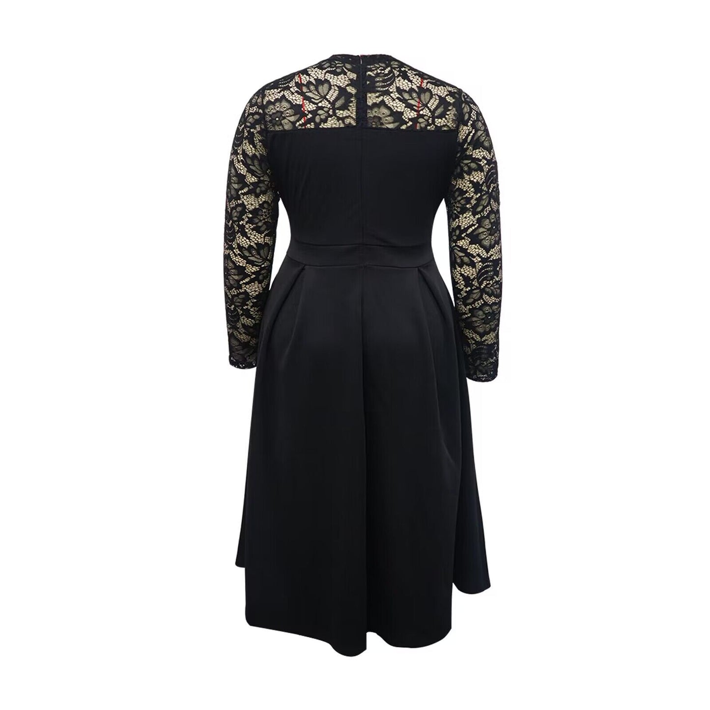 LADIES PLUS SIZE LACE SLEEVE DRESS             BLACK             (SIZE  XL - 5XL)