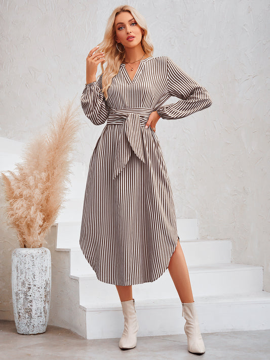 LADIES LONG SLEEVE DRESS             BLUE / YELLOW / COFFEE             (SIZE  S - XL)