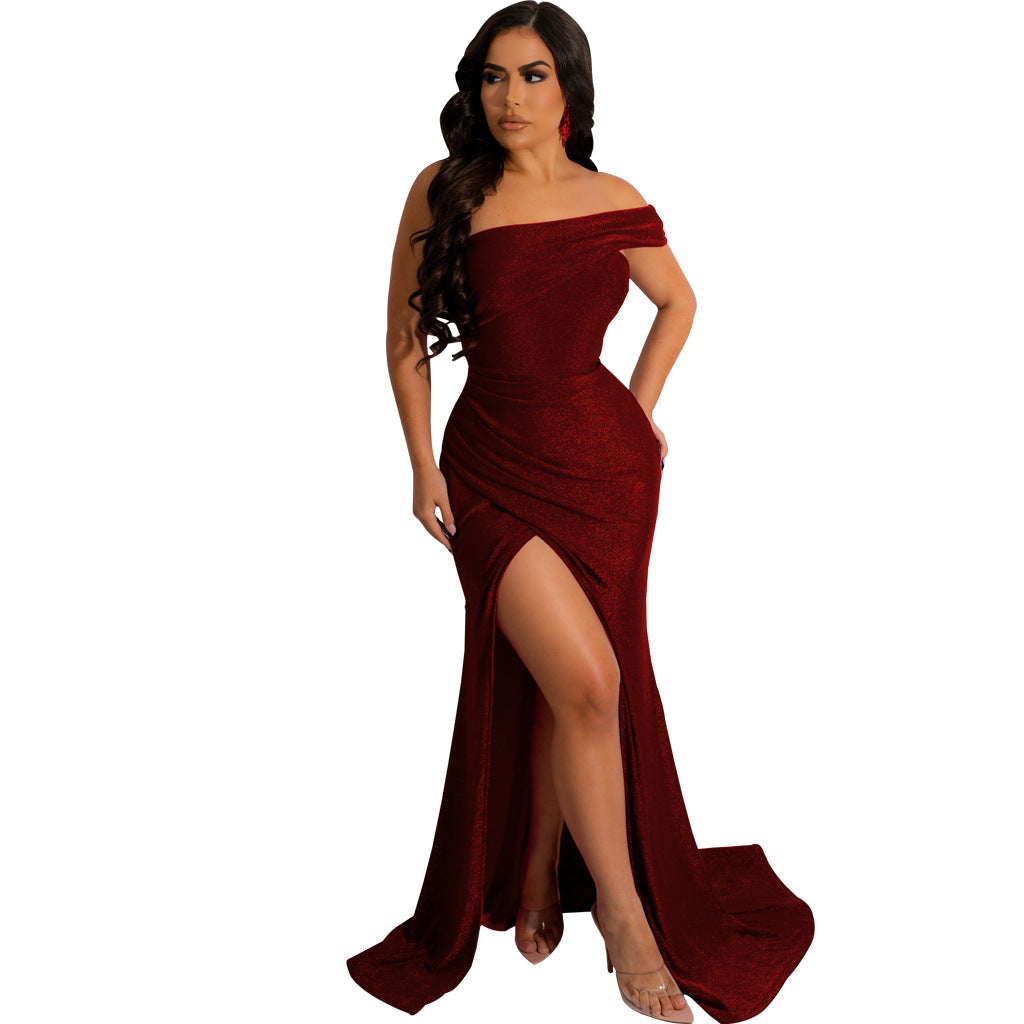 LADIES DRESS WITH SLIT            6 COLOURS            (SIZE  S - 2XL)