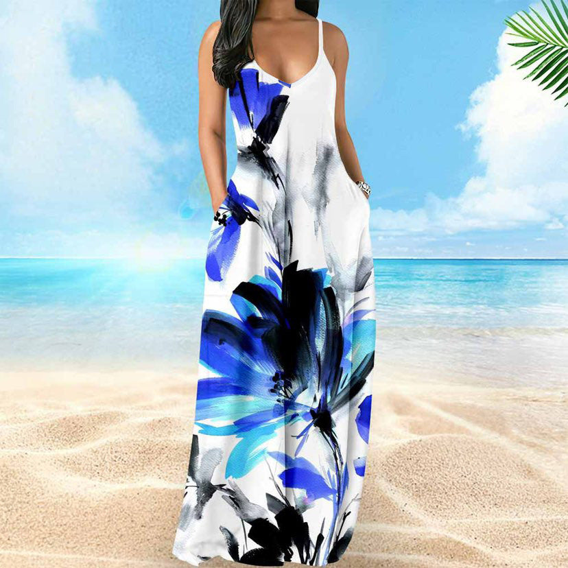 LADIES LONG SUMMER DRESS            12 DIFFERENT COLOURS                (SIZE  S - 2XL)