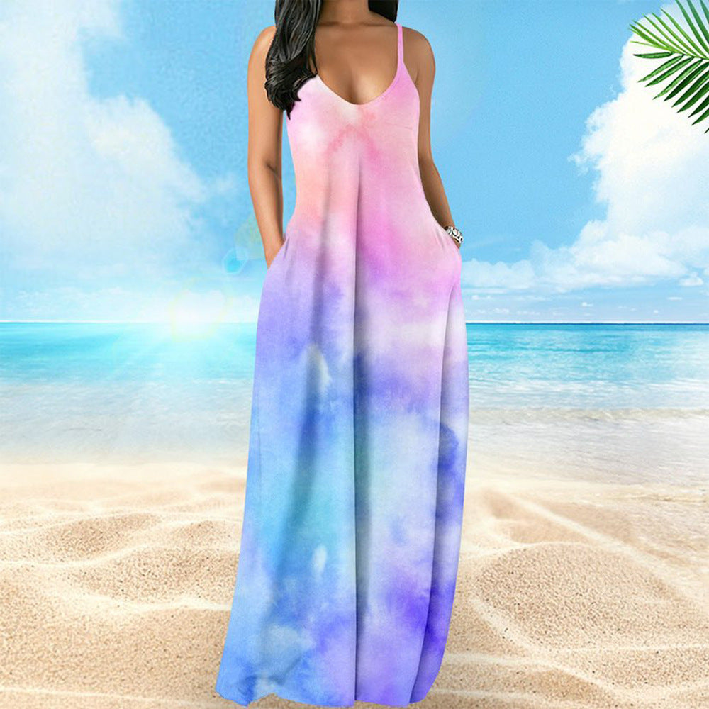 LADIES LONG SUMMER DRESS            12 DIFFERENT COLOURS                (SIZE  S - 2XL)