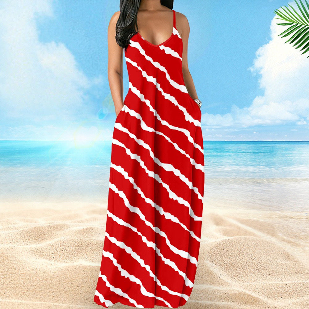 LADIES LONG SUMMER DRESS            12 DIFFERENT COLOURS                (SIZE  S - 2XL)