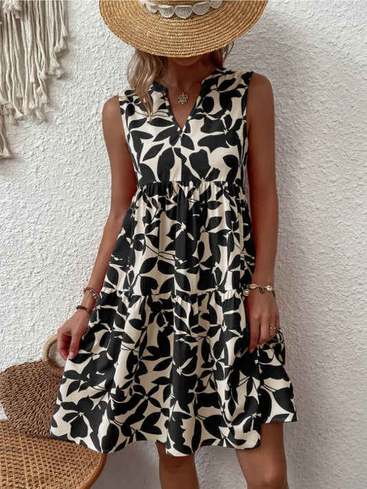 LADIES SLEEVELESS DRESS          BLACK / ORANGE / GREEN / BLUE          (SIZE  S - 2XL)