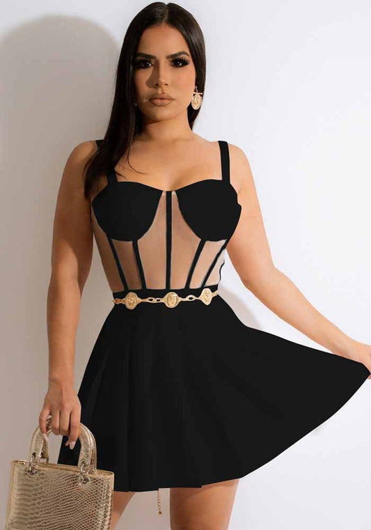 LADIES STRAPLESS DRESS            WHITE / BLACK / ORANGE             (SIZE  S - 2XL)