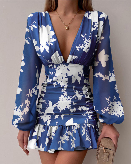 LADIES V NECK DRESS               BLUE                (SIZE  S - XL)