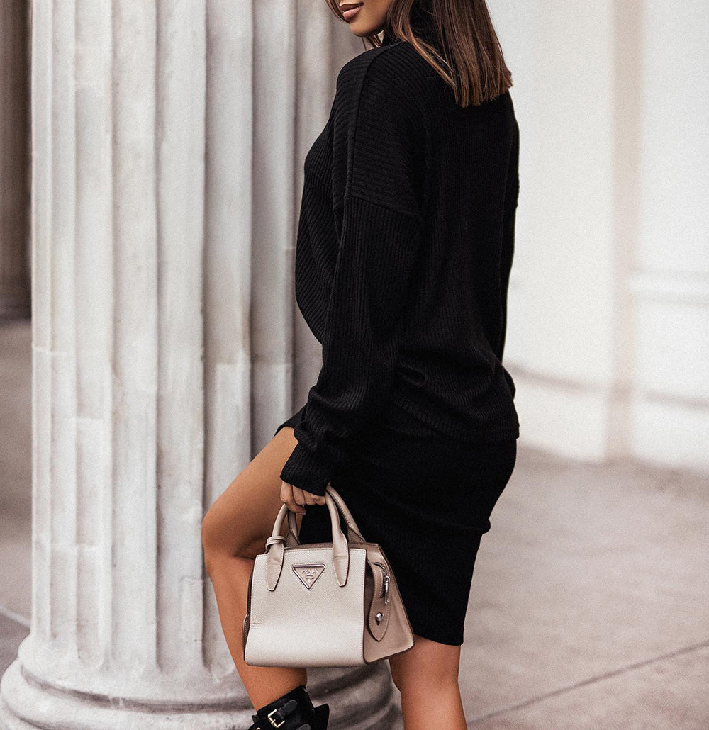 LADIES AUTUM DRESS              BEIGE / BLACK / DARK BROWN                (SIZE  S - XL)