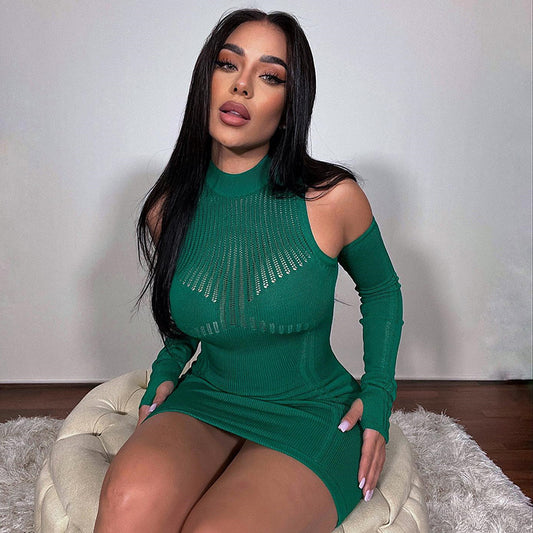 LADIES SEXY DRESS          GREEN / BROWN  / WHITE          (SIZE  S - L)