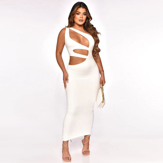 LADIES CUT OUT DRESS                WHITE / RED              (SIZE  S - 2XL)