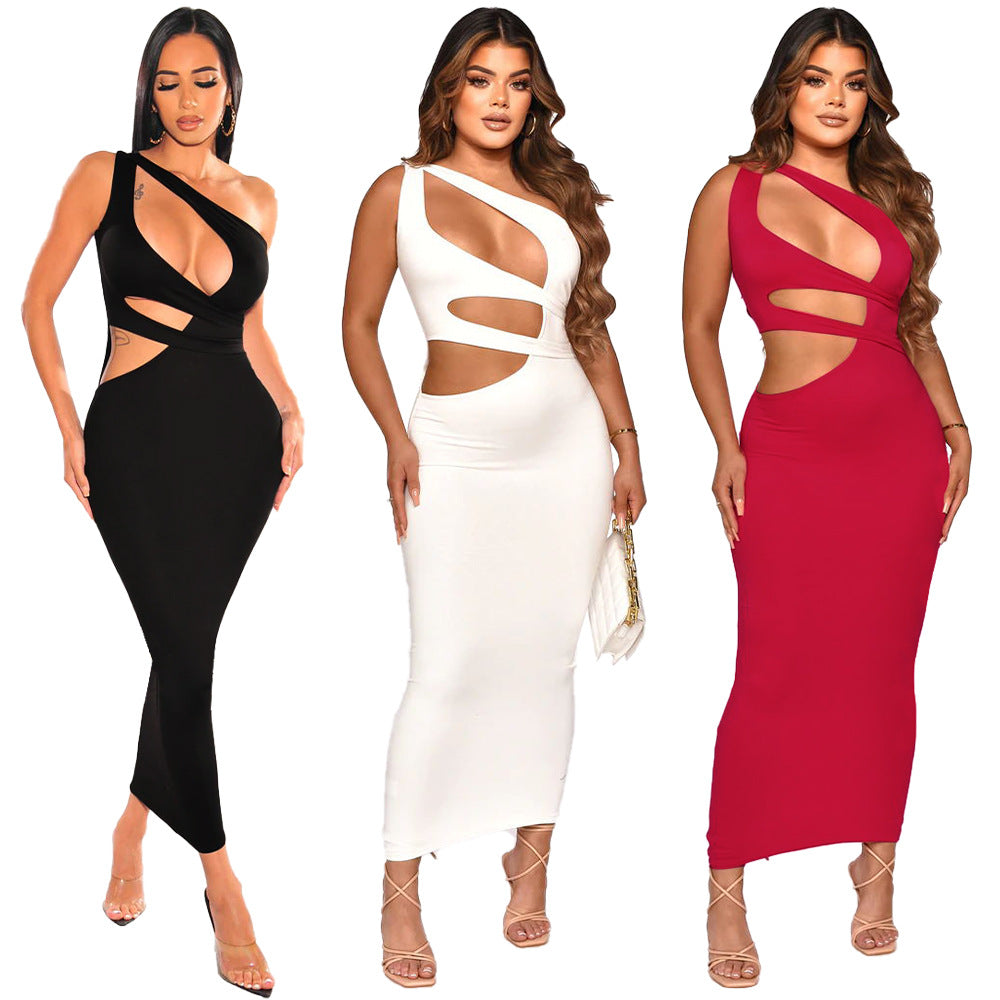 LADIES CUT OUT DRESS                WHITE / RED              (SIZE  S - 2XL)