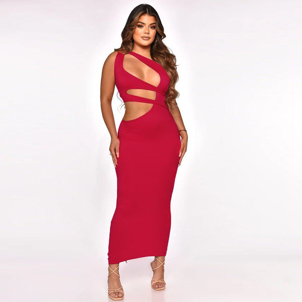 LADIES CUT OUT DRESS                WHITE / RED              (SIZE  S - 2XL)
