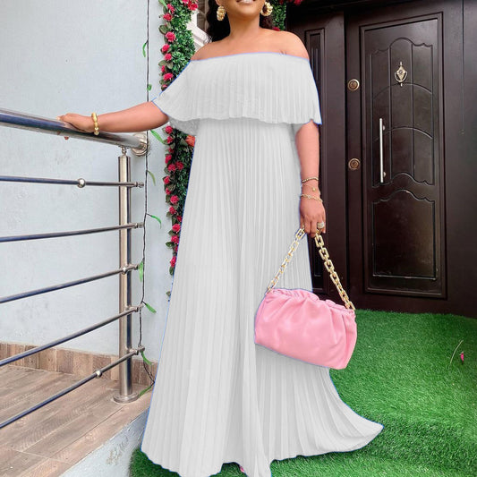 LADIES OFF THE SHOULDER DRESS                   WHITE / YELLOW / RED / BLUE             (SIZE  S - 3XL)