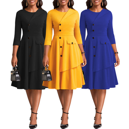 LADIES DRESS             BLACK / BLUE / MUSTARD YELLOW             (SIZE  S - 2XL)