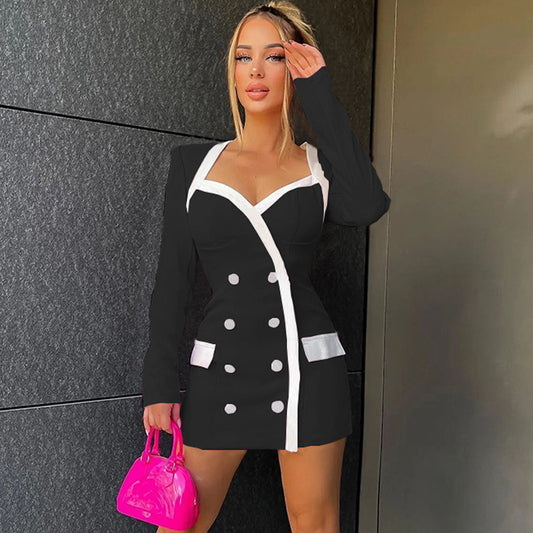 LADIES LONG SLEEVE MINI DRESS               BLACK              (SIZE  S - L)