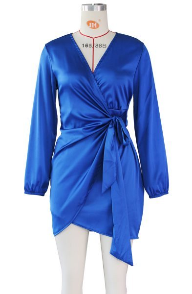LADIES LONG SLEEVE DRESS              RED / BLUE / BLACK              (SIZE  S - 2XL)