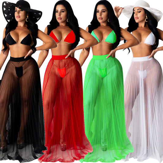 LADIES 3 PIECE BEACHWEAR SET             RED / GREEN / BLACK              (SIZE  S - 4XL)