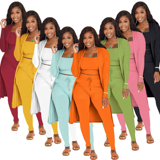 LADIES 3 PIECE PANTS SET             WHITE / PINK / YELLOW / ORANGE / BLACK / WINE RED / GREEN / LIGHT TURQUOISE GREEN               (SIZE  S - 3XL)