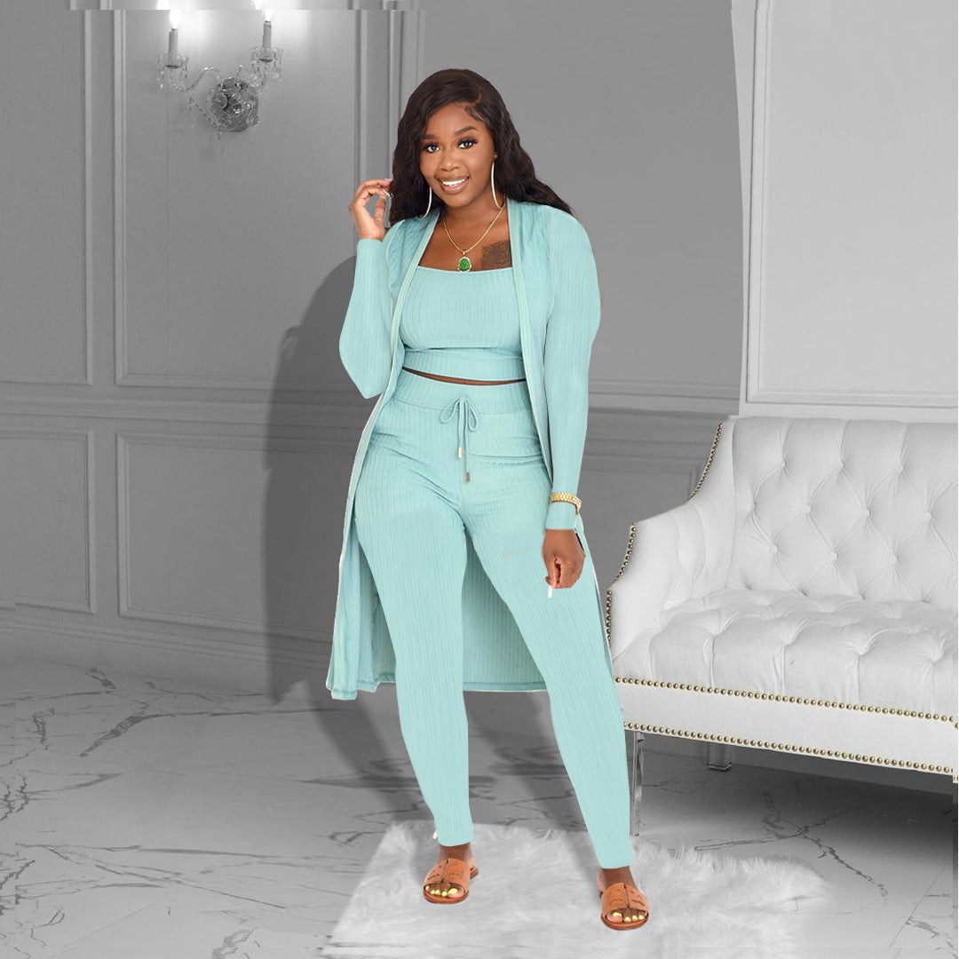 LADIES 3 PIECE PANTS SET             WHITE / PINK / YELLOW / ORANGE / BLACK / WINE RED / GREEN / LIGHT TURQUOISE GREEN               (SIZE  S - 3XL)