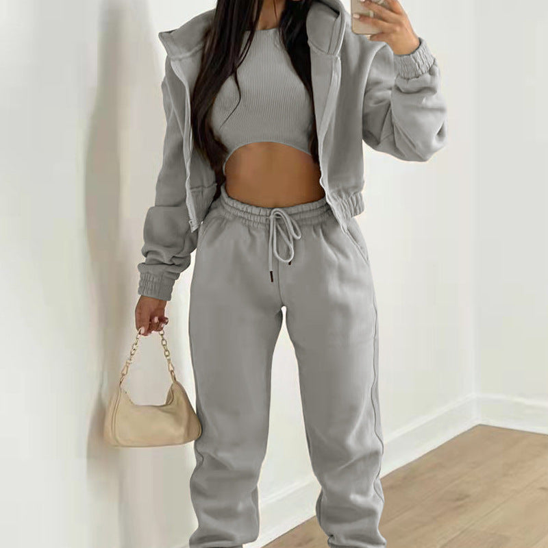 LADIES 3 PIECE CASUAL WEAR SET              KHAKI BEIGE / ORANGE / PINK / BLACK / GRAY             (SIZE  S - 3XL)