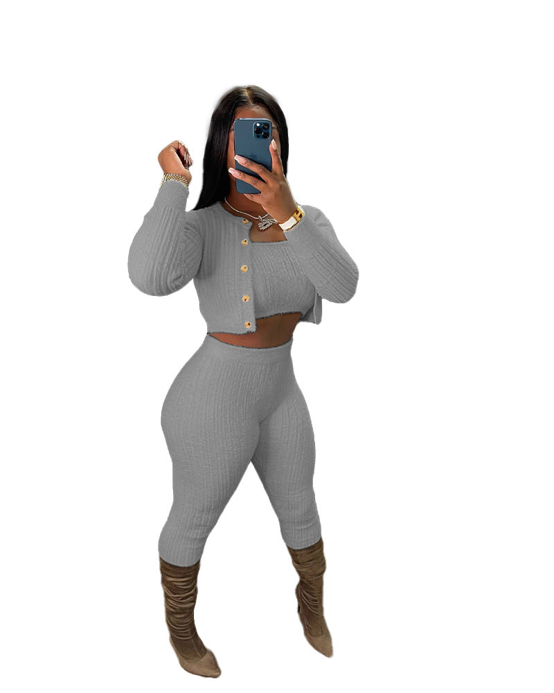 LADIES 3 PIECE PANTS SET          7 COLOURS           (SIZE  S - 2XL)