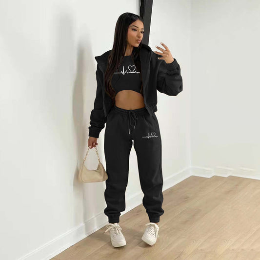 LADIES 3 PIECE HOODY & PANTS SET             10 COLOURS             (SIZE  S - 2XL)