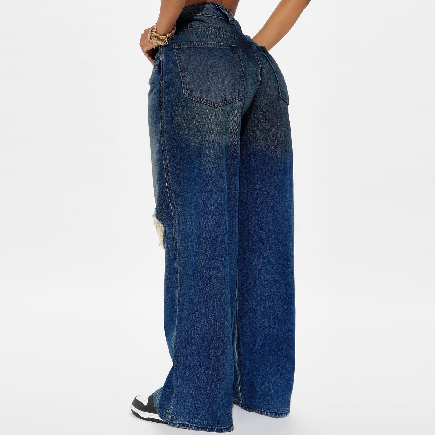 LADIES WIDE LEG JEANS              LIGHT BLUE / BLACK / DARK BLUE              (SIZE  S - 3XL)