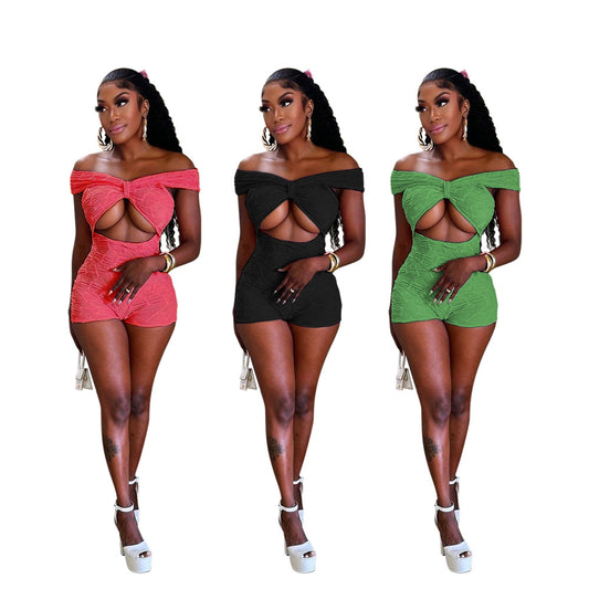 LADIES ONE PIECE JUMPSUIT / ROMPER            RED ORANGE / BLACK / GREEN            (SIZE  S - 2XL)