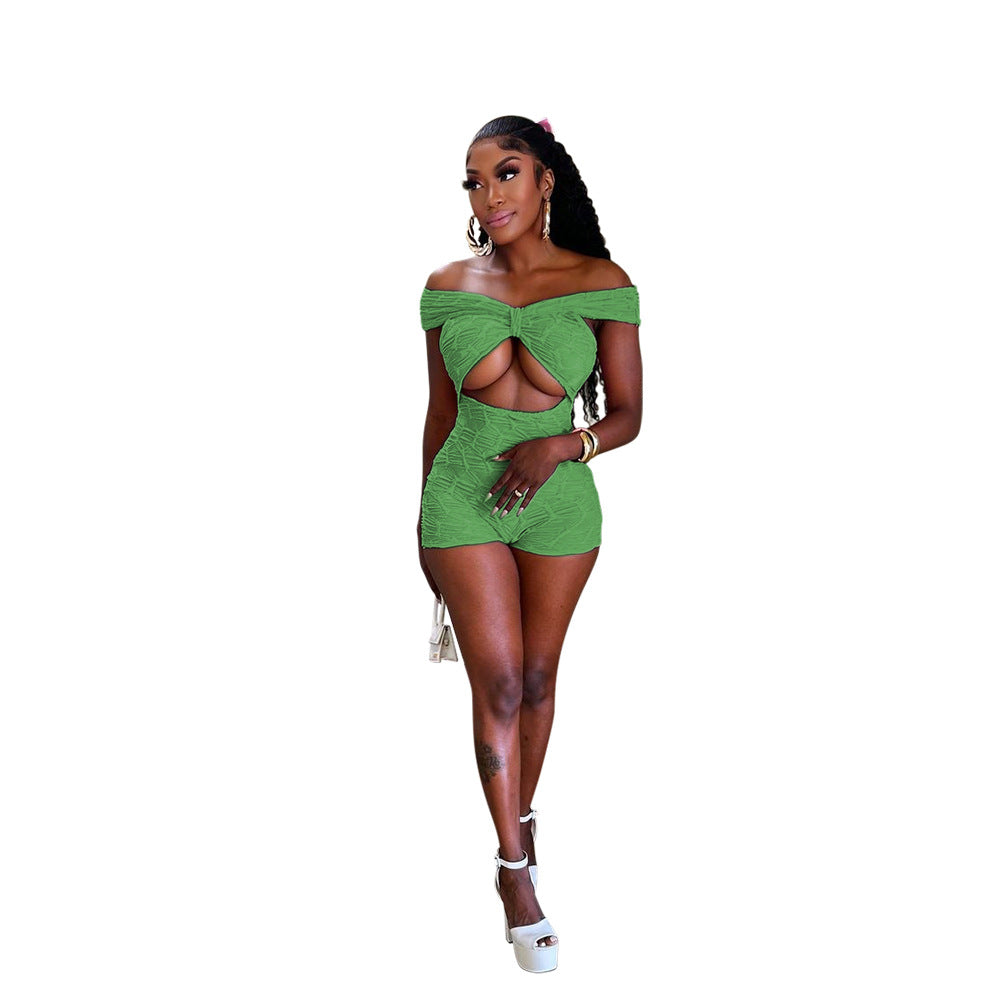 LADIES ONE PIECE JUMPSUIT / ROMPER            RED ORANGE / BLACK / GREEN            (SIZE  S - 2XL)