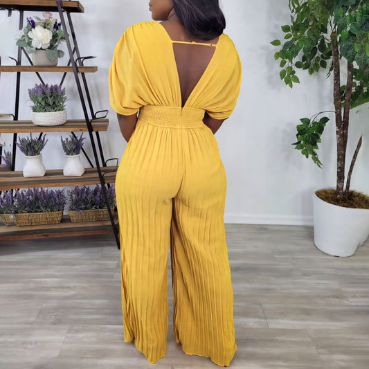 LADIES ONE PIECE JUMPSUIT             MUSTARD YELLOW / PINK / KHAKI BEIGE             (SIZE  S - 3XL)
