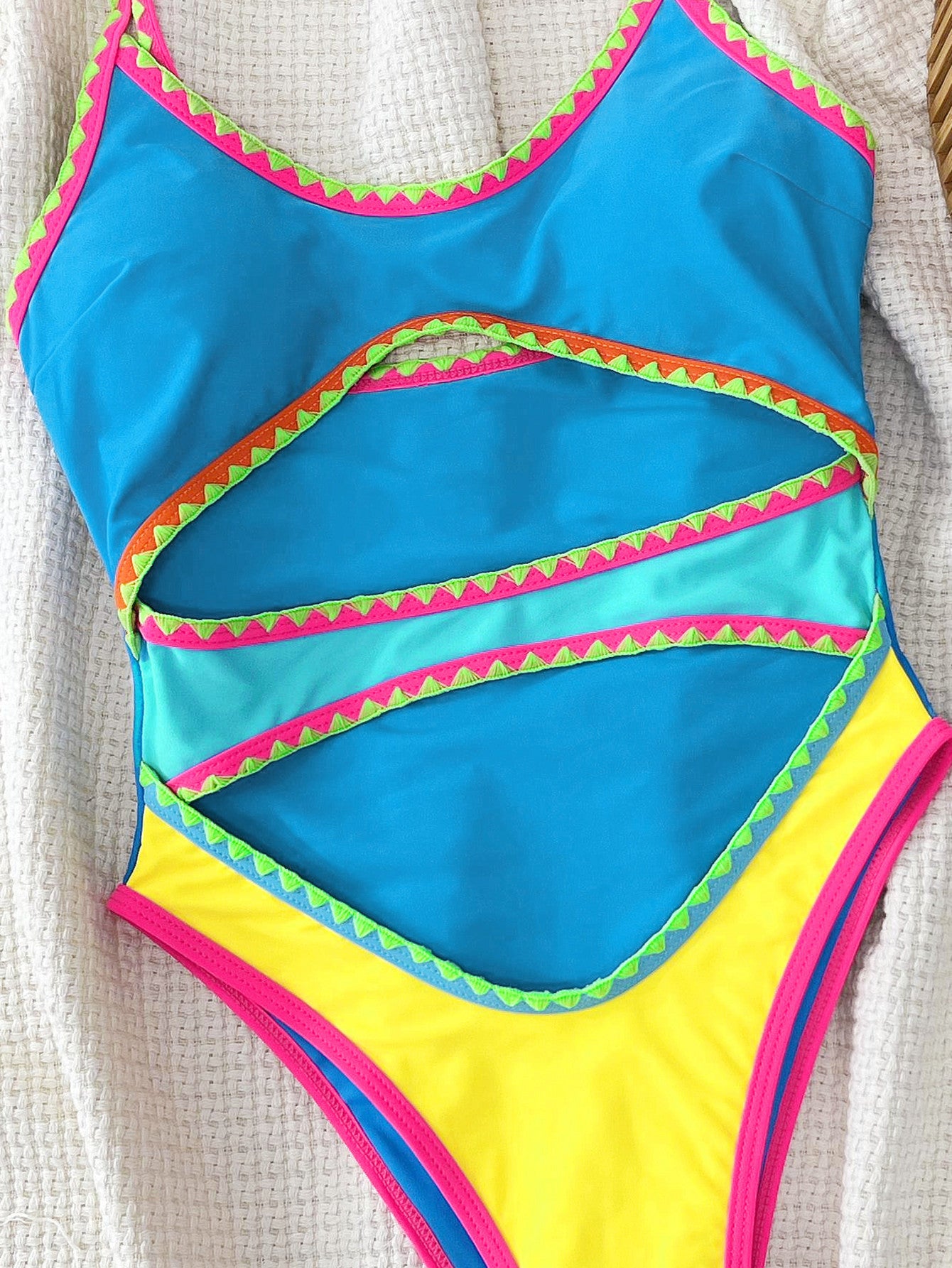 LADIES ONE PIECE SWIMSUIT SWIMWEAR              BLUE MULTI             (SIZE  S - L)