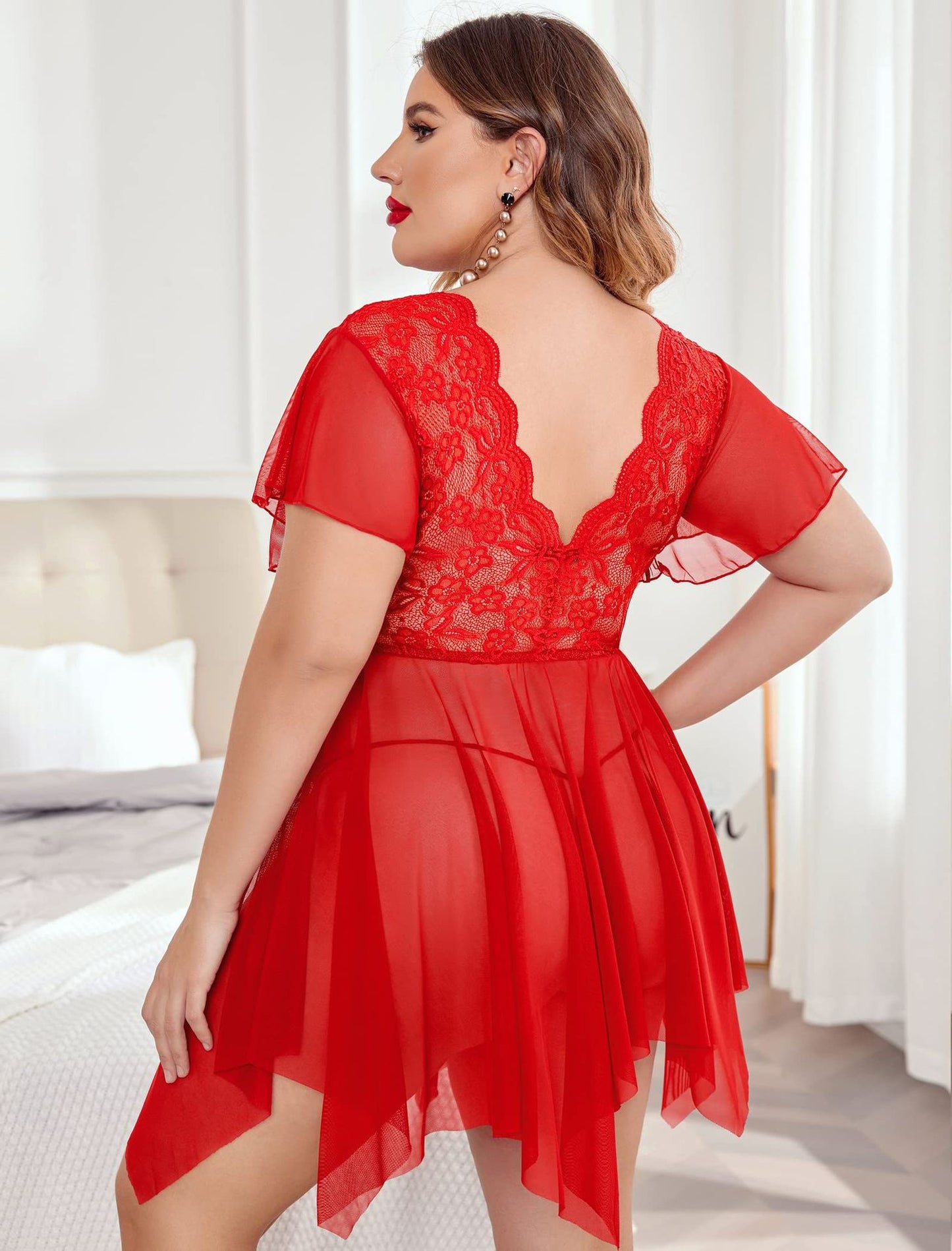 LADIES PLUS SIZE NIGHT DRESS  SLEEPWEAR LINGERIE            BLACK / BLUE / RED             (SIZE  XL - 4XL)