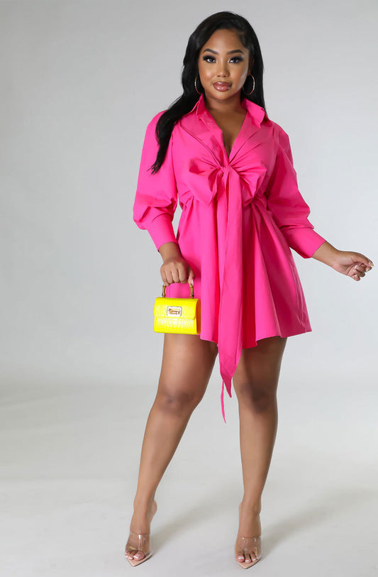LADIES LONG SLEEVE SHIRT DRESS            PINK / ORANGE / WHITE             (SIZE  S - 2XL)