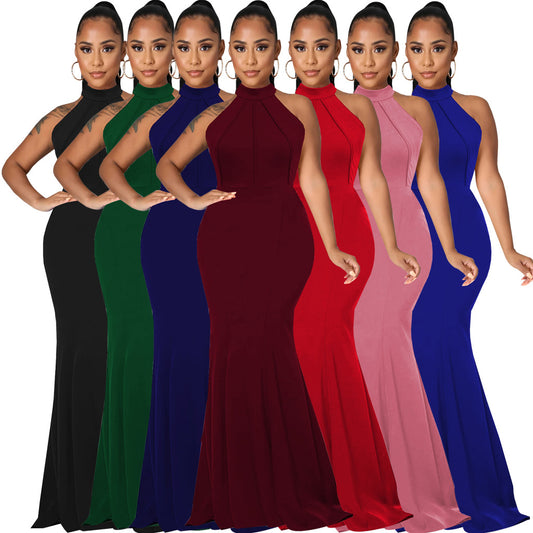 LADIES LONG SLEEVELESS DRESS            VARIOUS COLOURS             (SIZE  S - 2XL)