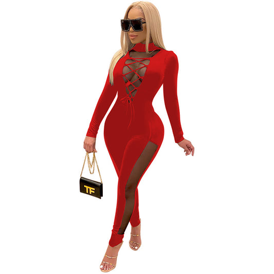LADIES NIGHTCLUB JUMPSUIT             RED / GREEN / BLACK / BLUE             (SIZE  S - 2XL)