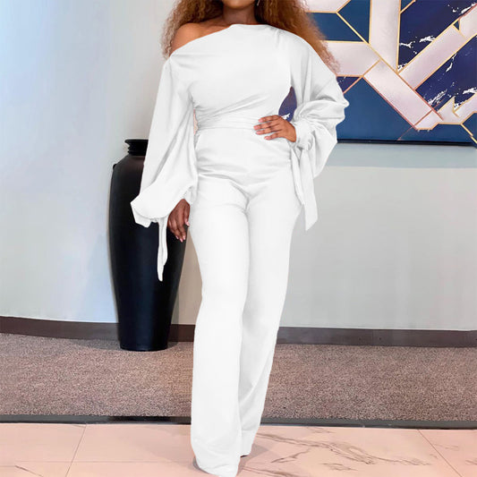 LADIES ONE PIECE OFF THE SHOULDER JUMPSUIT                  WHITE              (SIZE  S - 3XL)