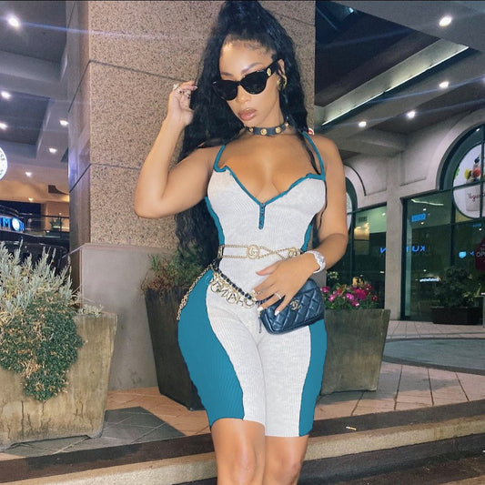 LADIES SLEEVELESS PLAYSUIT / ROMPER                  BLUE / PINK / BLACK                 (SIZE  S - 2XL)