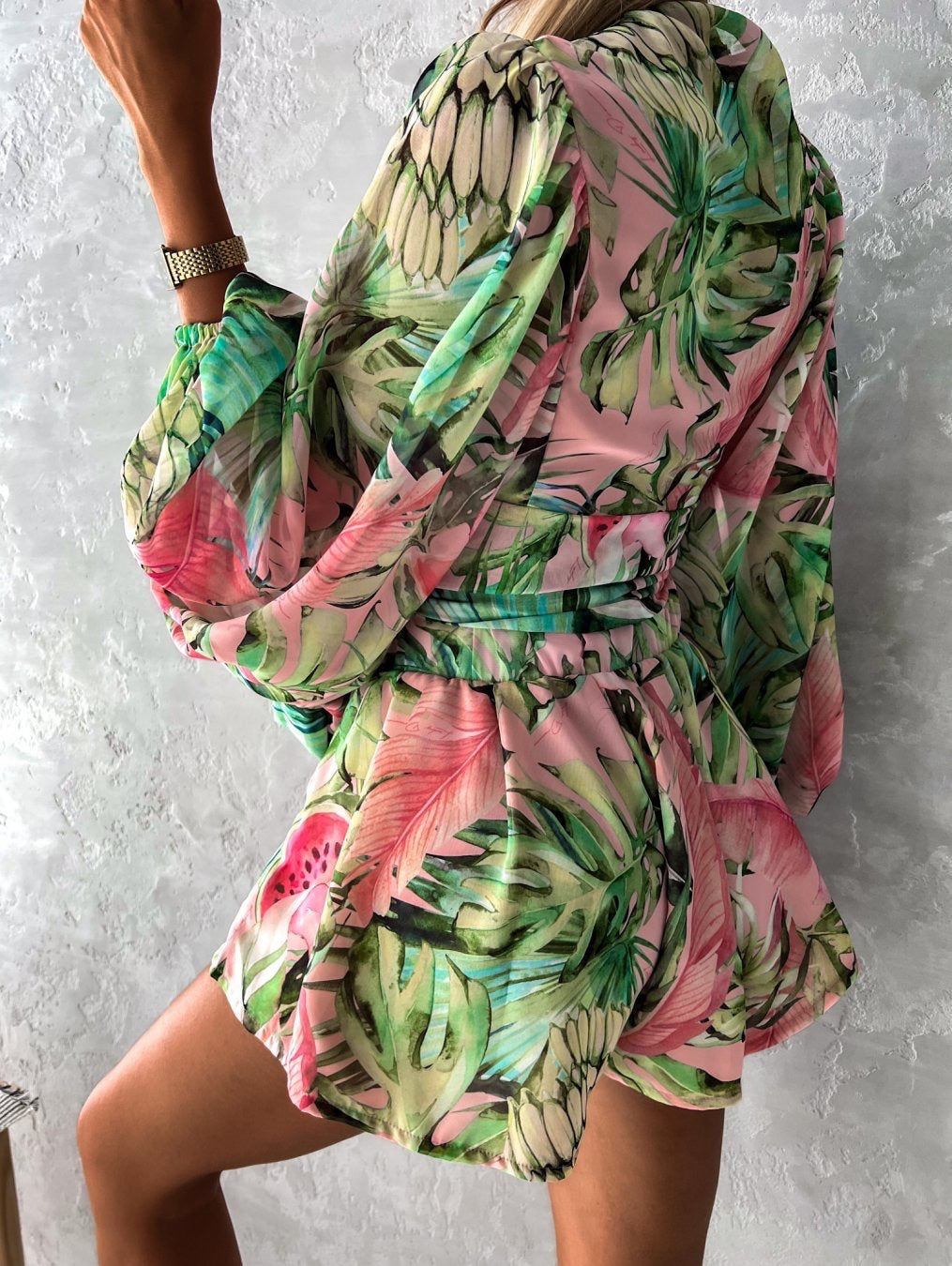 LADIES LONG SLEEVE SHORT PLAYSUIT / ROMPER                GREEN            (SIZE  S - 2XL)