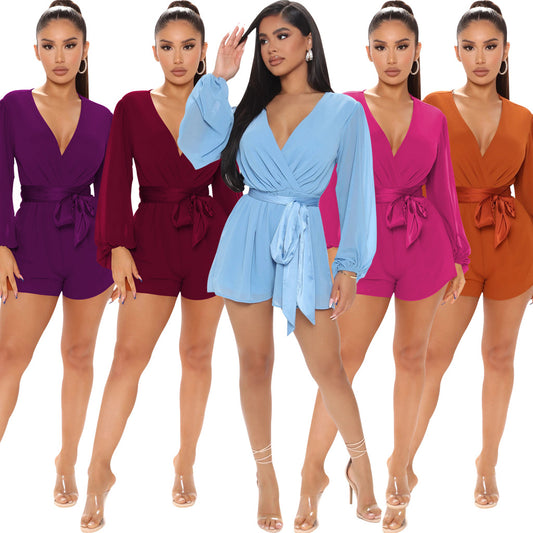 LADIES LONG SLEEVE PLAYSUIT / ROMPER               7 DIFFERENT COLOURS             (SIZE  S - 2XL)