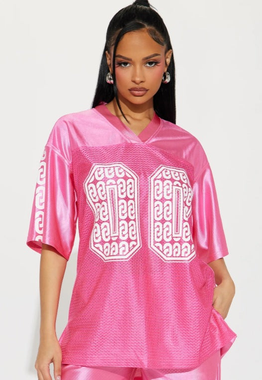 LADIES PRINTED T-SHIRT                 PINK                   (SIZE  S - 2XL)