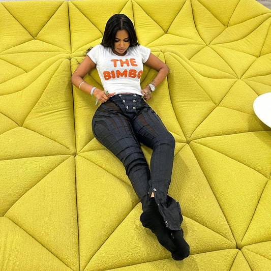 LADIES PRINTED CROPPED T-SHIRT                   WHITE                 (SIZE  S - L)