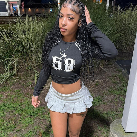 LADIES LONG SLEEVE CROPPED T-SHIRT                BLACK / NAVY / YELLOW-GREEN                 (SIZE  S - L)