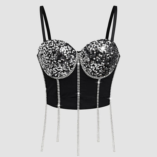 LADIES SEXY NIGHTCLUB TOP                   BLACK                   (SIZE  XS/34B - L/40C)