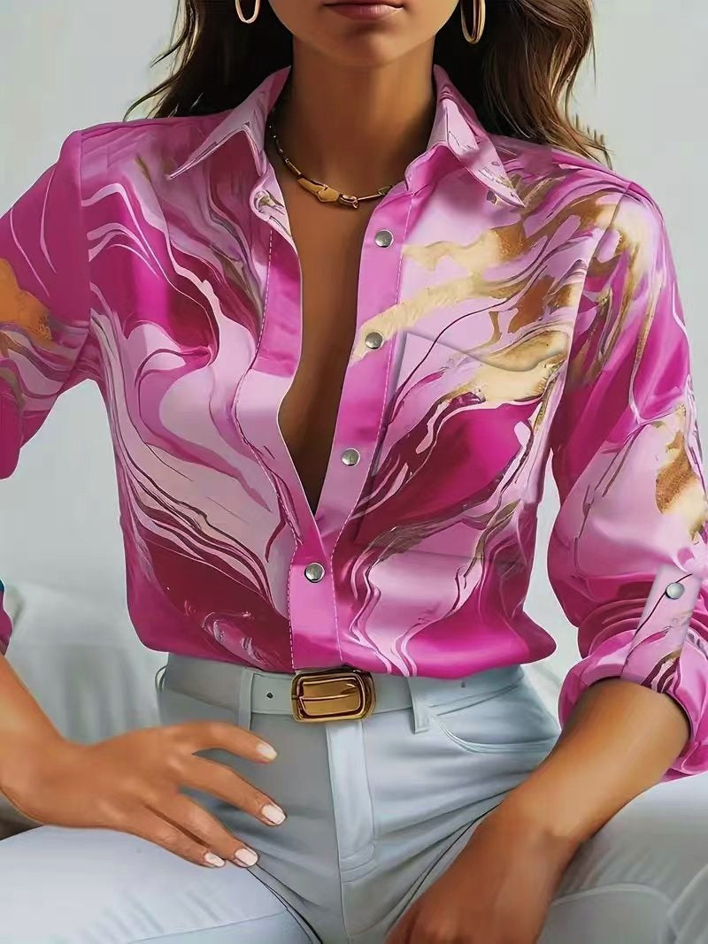 LADIES LONG SLEEVE SHIRT                    PINK / BLUE / ORANGE                   (SIZE  S - 2XL)