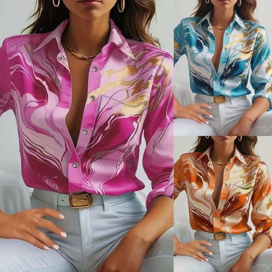 LADIES LONG SLEEVE SHIRT                    PINK / BLUE / ORANGE                   (SIZE  S - 2XL)