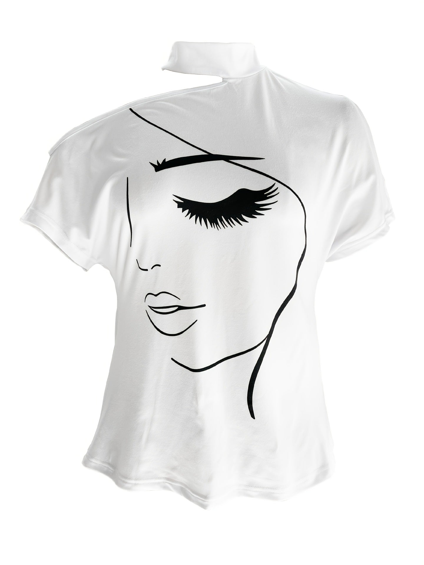 LADIES PRINTED CUT OUT SHOULDER TOP                    WHITE / RED / GRAY                    (SIZE  S - 2XL)