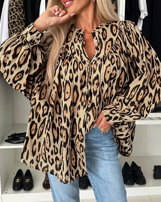 LADIES LONG SLEEVE SHIRT                     LEOPARD                (SIZE  S - XL)
