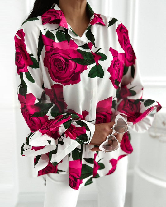 LADIES LONG SLEEVE SHIRT                 DARK PINK                 (SIZE  S - XL)